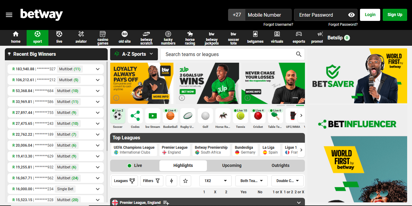 Published Betway South Africa interface image recorded 11 August 2026