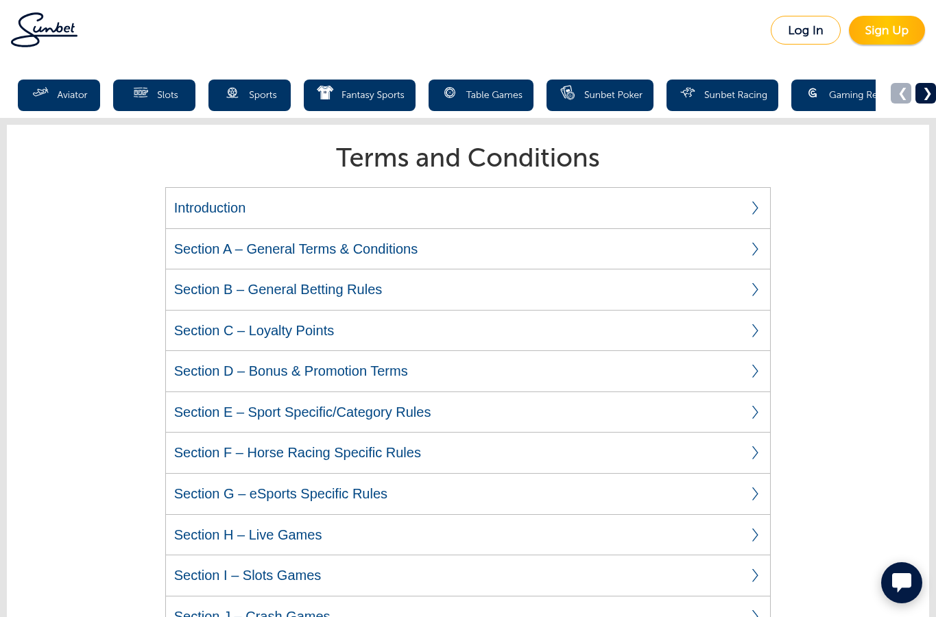 SunBet official terms captured 11 August 2026